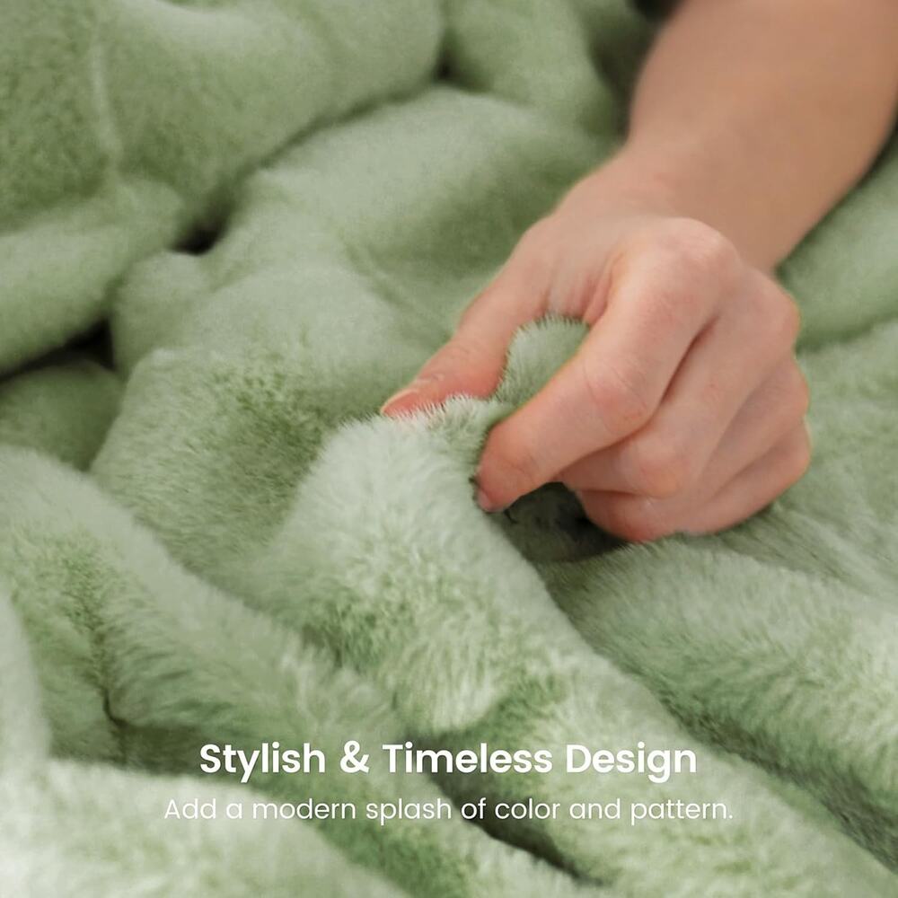 Cozy Bliss Faux Fur Throw Blanket for Couch, Cozy Warm Plush Striped Blanket ... - Picture 5 of 6